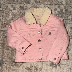 GAP Pink Jean Jacket with Cream Sherpa Collar